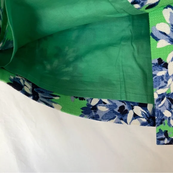 J Crew Pencil Skirt in Green with blue and white flowers size 10 Preppy Coastal - Picture 5 of 11